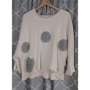 Aug 27 A.M. Cream One Size Pullover Oversized Pocket Casual Lounge Comfort Top